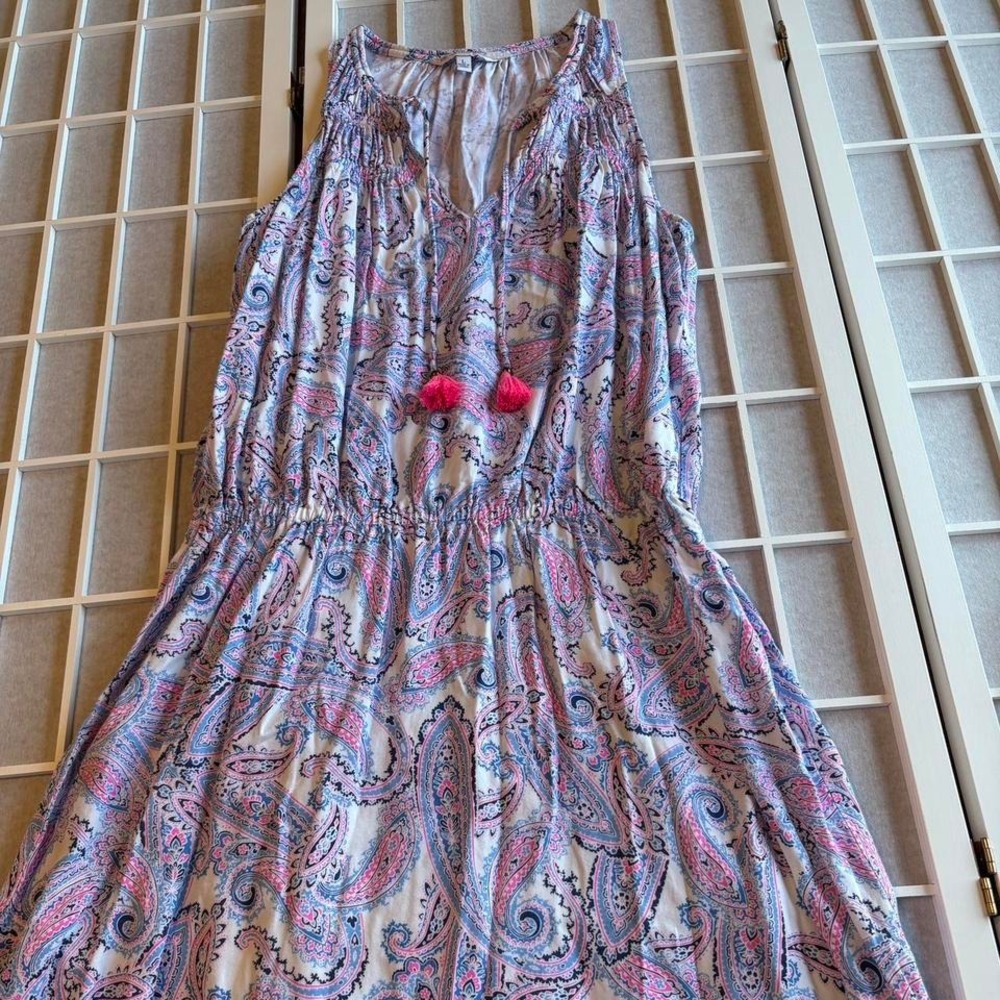 Southern Tide Blue and pink paisley boho sun festival preppy‎ dress women Large